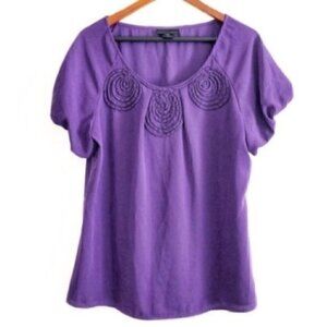 Apostrophe Top L Rosette Beaded Spiral Purple Office Low Maintenance Everyday